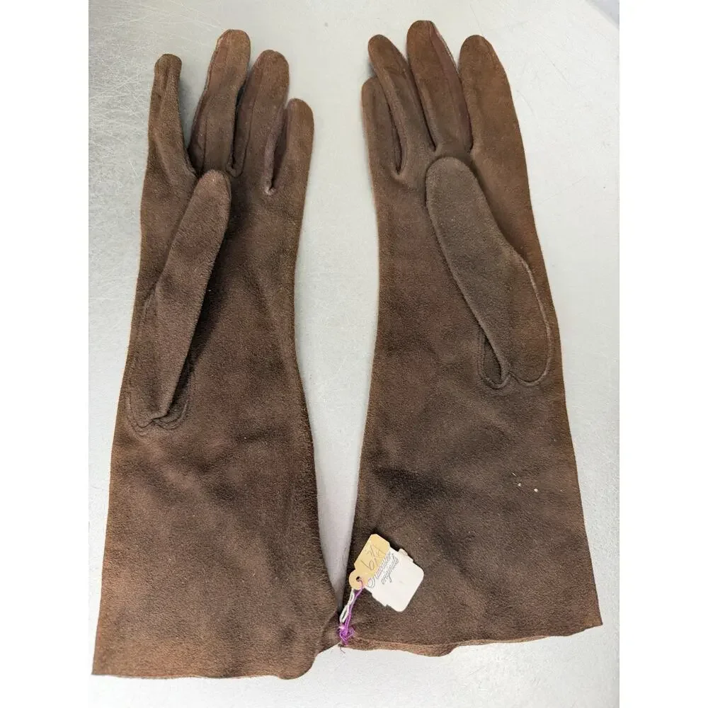 Boyce Lazarus Vintage Soft Brown Gloves Washable Driving Victorian Glam 6 3/4